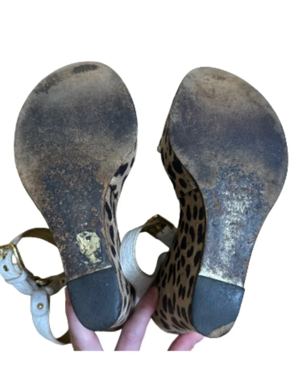 Dolce & Gabbana Leopard Print Canvas Leather Platform Wedge Sandals - VINTAGE!